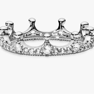Pandora Silver Crown Ring with Clear Stones